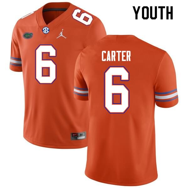 Youth NCAA Florida Gators Zachary Carter #6 Stitched Authentic Nike Orange College Football Jersey JSF1565AH